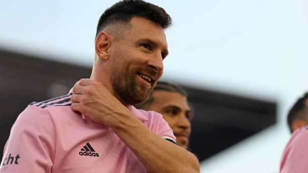 Aug 30, 2023; Fort Lauderdale, Florida, USA; Inter Miami forward Lionel Messi (10) before the game against Nashville SC at DRV PNK Stadium. Mandatory Credit: Sam Navarro-USA TODAY Sports  
